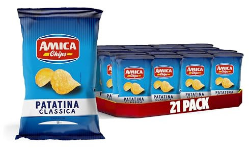 AMICA Chips | La Patatina Classica Originale, Snack Senza Glutine, Con Olio di Semi di Girasole, 21 pezzi x 50 gr