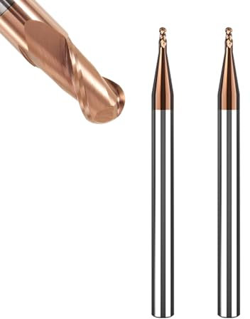 ASNOMY Lot de 2 fraises à rayon VHM à tête sphérique - Diamètre : 1,5 mm - Revêtement AlTiN HRC 55 - Fraises à tête sphérique en carbure de tungstène - Fraises à graver CNC à 2 dents - Pour métal
