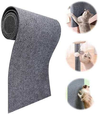 Tapis Griffoir Chat Adhésif, Grattoir Mural pour Canapé, Protection Anti-Griffe, Peut être Coupé sur Mesure - Gris, 30x100 cm