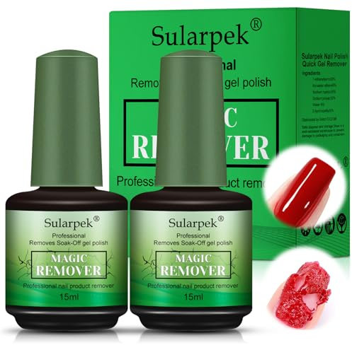Sularpek 2 Pcs Removedor Esmalte Permanente, Quita Esmalte Semipermanentes Para Uñas, Gel Nail Polish Remover, Magic Remover Set, limina Fácil y Rápidamente el Esmalte en 3-5 Minutos