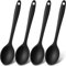 tiokin 4 Stück Kleiner Silikon Löffel Antihaft-Küchenlöffel Kochlöffel Silikon-Servierlöffel Rührlöffel für die Küche Kochen Backen Rühren Mixing Tools(Schwarz)
