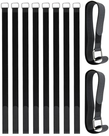 Cinchas Elásticas con Cierres de Gancho y Hebilla, 2CM*50CM Pack de 10, Correas Multiusos para Cables, Cuerdas, Mangueras, Bicicletas, Vehículos de Recreo y Pantalones