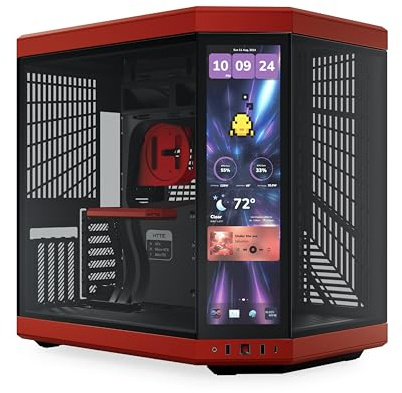 HYTE Y70 Touch Infinite Dual Chamber ATX Mid Tower Modern Aesthetic Case with Integrated 2.5K LCD Touchscreen - Black Cherry