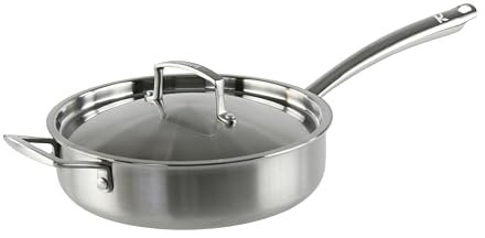 KAMBERG - Sauteuse Ø24 cm en Acier Inoxydable 18/10 Triply - Sans PFAS - Couvercle inclus - Tous feux dont induction et four - 0008278, Gris