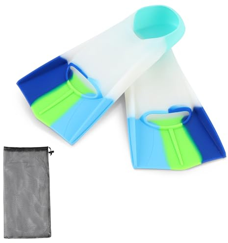 1 Pair of Children's Swimming Fins, Silicone Short Fins, Professional Children's Swimming Fins for Training and Lap Swimming for Children, Adults (Coloured, M)