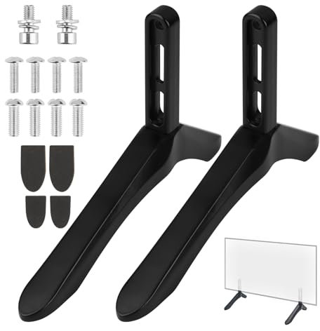 TV Base Pedestal Feet with Screws Universal TV Stand Table Top Replacement Television Mount Legs for Most 32-65”LCD LED Plasma Flat Screen Easy to Install