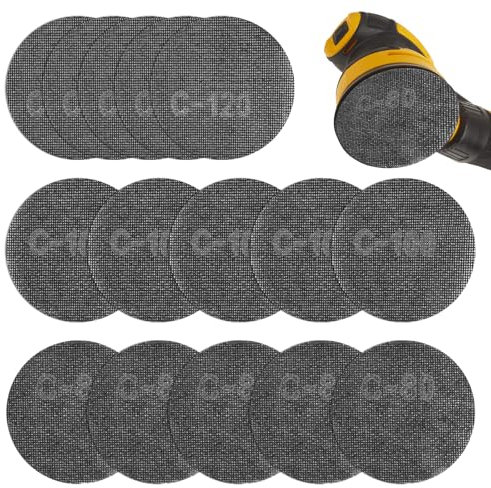 15 Piezas Rejilla De Lijado De 125 mm De DiáMetro, Disco De Lijado, Grano 80/100/120, Lijado Sin Polvo, Para Lijar Superficies Duras, Madera, Masilla, Pintura, Meta,Para Lijadora Angular,Desbarbado