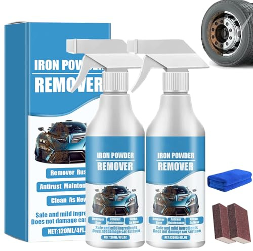 Spray anti-rouille et particules de fer pour voiture, nettoyant de surface métallique à action rapide, formule robuste pour éliminer la rouille, la poussière de frein et les résidus métalliques sur