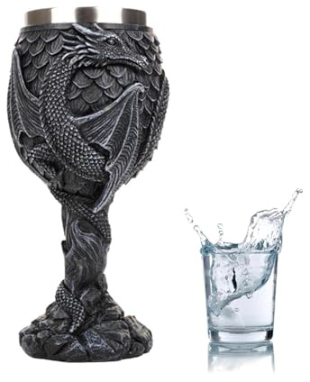 Jlobnyiun Copa medieval, cáliz de vino de dragón de acero inoxidable, vaso para beber, accesorio de y reunión, taza decorativa multiusos, mesa bar, cena, celebración, bebida diaria para el