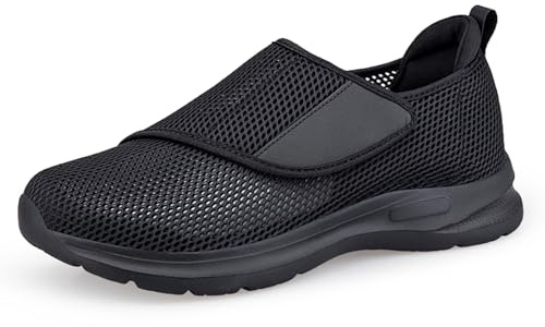 Hezeisoar Chaussons Diabétiques Femme Homme Extra Large | Chaussures Réglable Aîné Scratch Large Chaussures Pantoufles Respirant Marche Chaussures Orthopédique Sandales Sneakers