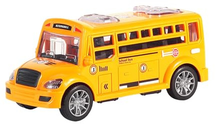 PETSOLA Modèle de Bus Scolaire Jouet Enfants Voiture Jouet Simulation Tirer Bus Portable Inertie Voiture Véhicules pour Enfants D'âge Préscolaire, Orange