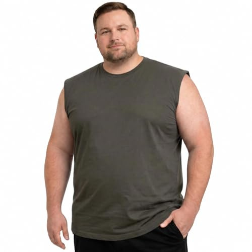 Bigdale Camisetas de Tirantes Hombre 3XL - 10XL | Camiseta sin Mangas para Hombre de algodón de Tallas Grandes | Camisetas Tirantes Hombre de Cuello Redondo con Tejido elástico | Negro, Azul, Gris