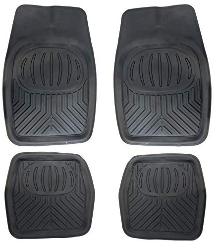 UKB4C Black Heavy Duty Rubber Floor Mats Deep Tray Type 4 Piece Black Ibiza Leon Toledo Alhambra Altea