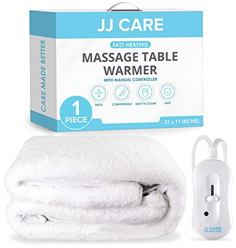 JJ CARE Massage Table Warmer 31x71, Manual 3 Heat Control Fleece Pad, Heated Massage Table, 12 FT Cord, Overheat Protection