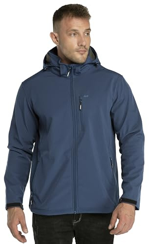 33,000ft Softshell-herrjacka, vattentät, vinterjacka, vindtät, varm fleecefodrad vindjacka, funktionell jacka, utomhusjacka för vandring, cykel, camping, Marinblå, XL
