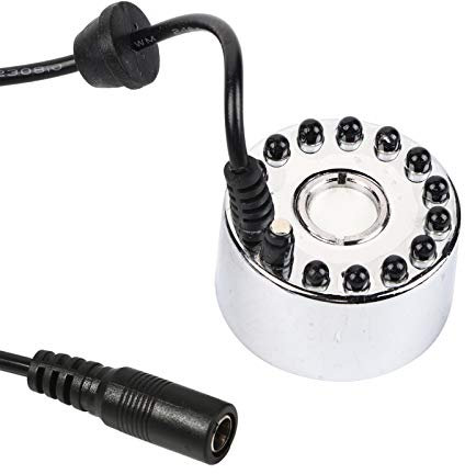 Nebelmaschine 24V Farbwechsel 12 LED Nebelmacher Fogger Teich Nebel Zerstäuber, Nebelmacher Wasserbrunnen Teich Zerstäuber Luftbefeuchter für Halloween, Party(Adapter is not