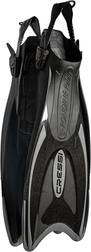 Cressi Palau Adjustable Open Heel Swim Fins - Black/Titanium, M/L | US Man 8.5/11 | US Lady 9.5/12 - Multi-Size Fit for Snorkel Gear - Lightweight Blade