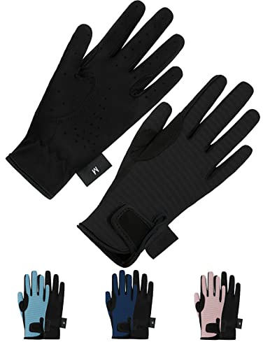 Thapower Kids Horse Riding Gloves Mesh Breathable Children Equestrian Horseback Boys & Girls Youth Outdoor Biking Cycling Sport Mitts Black S