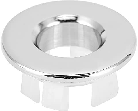 Tapón de Desbordamiento Embellecedor Circular para Fregadero de Cerámica, Latón Plateado 3x1,5 cm, Cubierta Decorativa con Instalación a Presión