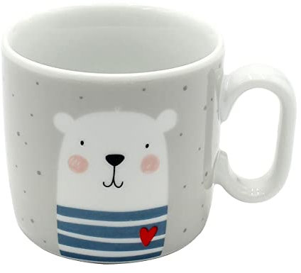 Kinder-Becher/Tasse mit Henkel/Bär/Spruch - Bärenstark/H/Ø ca. 6,8 x 7,4 cm, Fassungsvermögen 150 ml, Porzellan