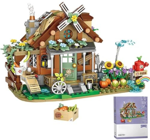Farm Cottage Street View Architecture Building Blocks Set, 899 Pieces Mini Farm House Construction Toy Sets for Teenagers and Adults, Modular Building Toy NOT Compatible with Major Brands