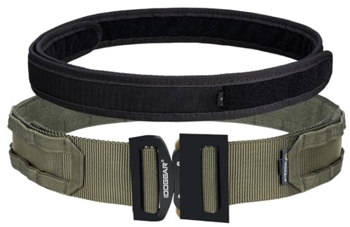 IDOGEAR 2 Zoll Taktischer Gürtel Combat Schnellverschlussschnalle Rigger Gürtel im Militärstil Molle Strapazierfähiges Gurtsystem 2 Zoll Außengurt und 1,75 Innengurtset (Medium, Ranger Green-RG)