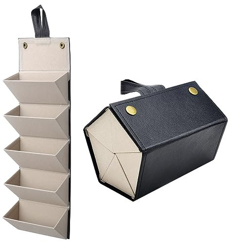 DAWRIS 5 Slot Brillenorganizer, Brillenaufbewahrung Mehrere Brillen Reise Brillenbox Sonnenbrillen Hängen Faltbare Aufbewahrungs Box Tragbare Brillenetui PU-Leder Sonnenbrillen Organizer