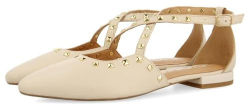 GIOSEPPO Ballerine in Pelle di Colore Nero con Punta Sottile e Dettaglio dei Tacchi da Donna Garcon, Biancaneve, 37 EU