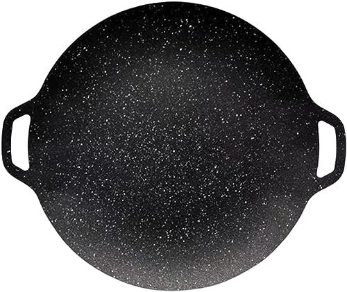 Placa de hierro fundido para barbacoa, accesorios redondos de fácil limpieza, para camping y jardín (30 cm)