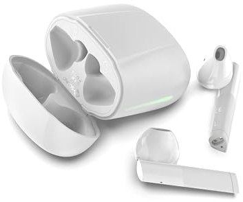 Meliconi Mysound Dart Pods - Auricolari True Wireless Bluetooth 5.3 bianchi con LED, Microfono, Sensore Touch, Easy Wear, 5h Autonomia, Case Ricarica 3x, Easy Auto-Pairing, Alta Qualità Audio