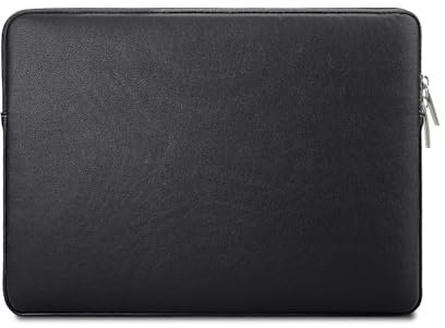 jooeer 11 Inch Laptop Sleeve Case for 11.6 Chromebook Tablet, Protective Waterproof PU Leather Cover Slim Padded Computer Bag, Black