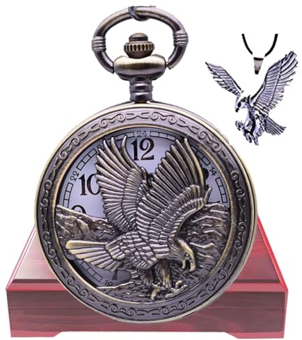 Udaney Eagle Gifts Pocket Watch with Chain Vintage Quartz Half Hunter American 2025 Fashion