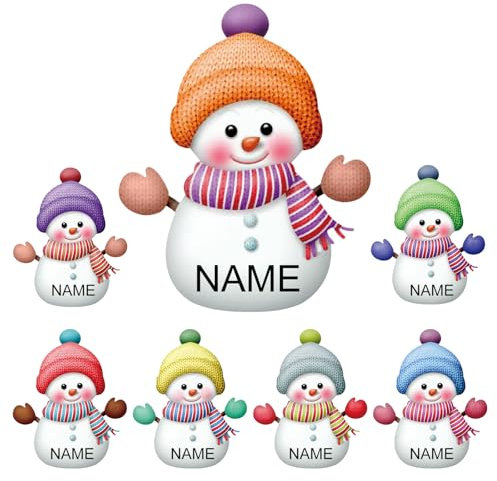 Personalisierte Weihnachtsdekorationen, 7 Stücke von Benutzerdefinierten Schneemann Dekorationen mit Namen, Familie Schneemann Dekorationen, 3,15 Zoll (8 cm)