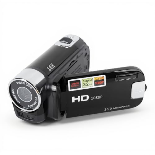 Handhållen Videokamera, 4K 48 MP Mini DV-videokamera med 2,7 Tums TFT-roterbar Skärm, 16x Digital Zoom Vlogging-kamerainspelare med Fyllningsljus, USB-kabel (Svart)