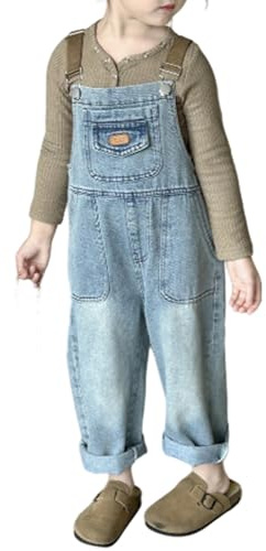 Miipat Niñas Petos Vaquero Azul Monos de Mezclilla para Niña Pequeña Overoles de Jean para Bebés y Niños 100 3-4 Años