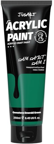 JusArt Acrylfarbe Grün 250 ml,Ungiftige Bastelfarbe mit hoher Deckkraft – Für Leinwand,Holz,Stoff,Ton,Stein & Keramik,Künstlerbedarf für Erwachsene & Kinder