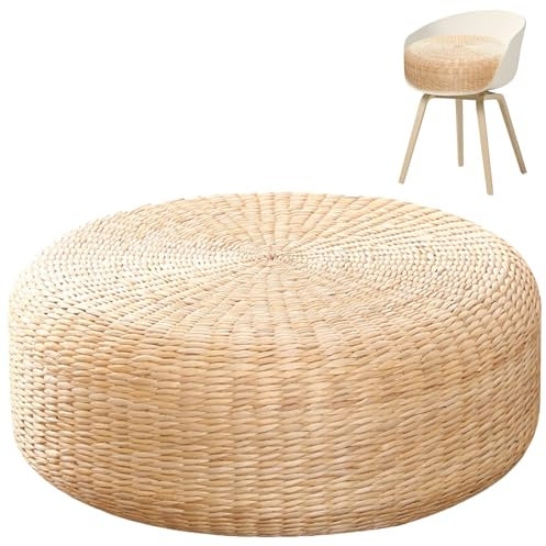 Tatami Floor Cushion - Straw Floor Seat, Japanese Seat Cushion | Natural Woven Straw Seat Cushion Pad, Breathable Sealing Mat, Round Cushion, Pavilion
