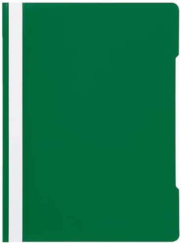 Conipa A4 File Folder with Labelling Field, PP Plastic Standard Stapler PVC-Free, Transparent Cover, Notebook for School, Office (School and Work, Green, 25 Staplers)