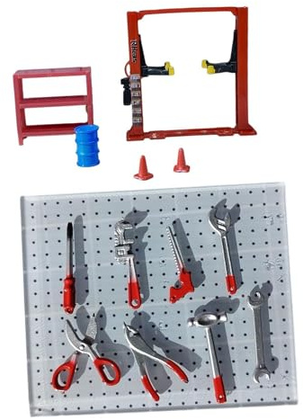 TTETTZ Accessori per Diorama in Scala 1/64 con Sollevatore per Auto E Strumenti di Manutenzione