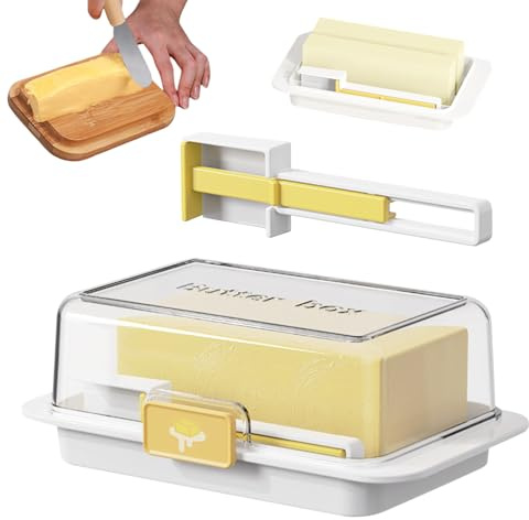 Butter | Countertop Covered Flat Container For Fresh Spread Storage | Cheese And Butter Tray Easy-scoop, Unbreakable, Multifunctional Design