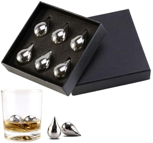 Metal Ice Cubes 6 Pieces Reusable Water Drop Shaped Cooling Rocks