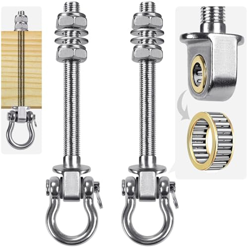 SELEWARE Kraftiga gunghängare med tysta lager, 680 kg kapacitet rostfritt stål gunga hårdvarusats (2-pack), M10 x 15 cm bultar för trä/stålbalkar, verandagungor, yogahängmattor, gymringar