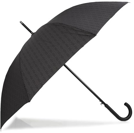 Isotoner Parapluie canne Ouverture automatique déperlant très solide | Parapluie canne automatique, déperlant, toile recyclée et large couverture 100 cm très résistante.