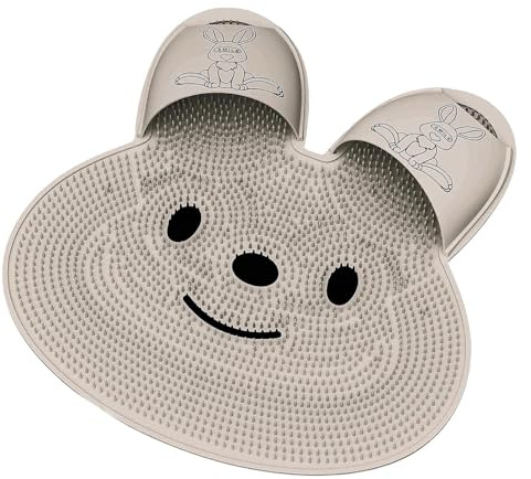 Foot Scrubber Mat - Shower Floor Cleaner | Bunny Callus Remover Brush with Suction Cups for Massage, Feet Cleaning, Bathroom, Bathtub, Foot Care, Soft Bristles for Gentle and Hygiene