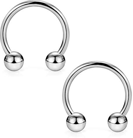 CIZME 2pz Anello in Titanio a Ferro di Cavallo al Naso in Titanio 18G 8/10/12mm Hoop Septum Tragus Helix Cartilagine Orecchino Piercing