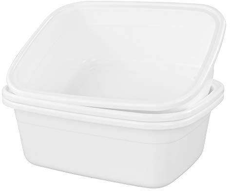 AnnkkyUS 16 Quart Plastic Wash Basin, White Dish Washing Tub Set of 3