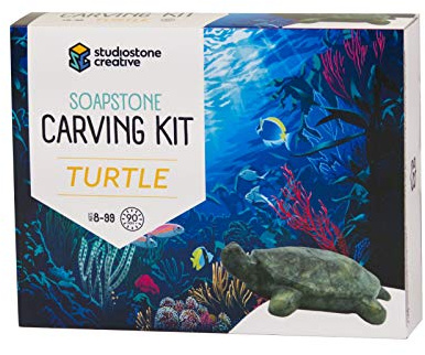 STUDIOSTONE Creative DIY Arts & Crafts Carving Kit Kids Adults Turtle Sculpture Soapstone