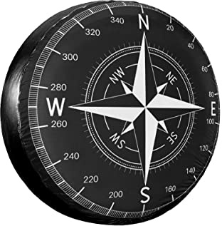 NIBABAEU Copriruota auto di scorta, stampa a bussola modello, protezione universale impermeabile copricerchi, adatto per SUV, camper, rimorchio, accessori per ruote auto (15'' pollici / 70-75cm)