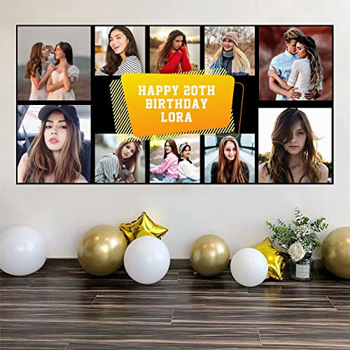 Personalisiertes Geburtstagsbanner Foto, Personalisiertes Geburtstagsbanner, Foto Geburtstagsposter, Personalisiert für Kinder Baby Erwachsene, Individuelle Geburtstagsfeier - 180 x 90 cm