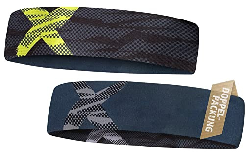 Set med 2 tunna pannband cykel löpning – Neon + Svart/Grå